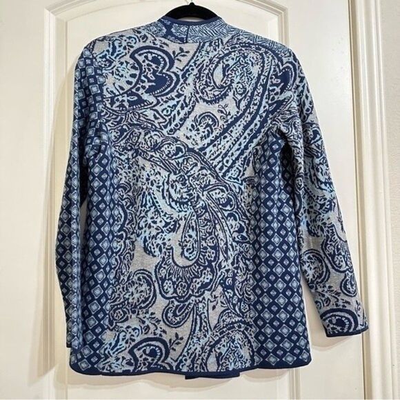 J.JILL BOHO MULTI PRINT LONG SLEEVE COTTON BLUE CARDIGAN XS - Picture 11 of 13